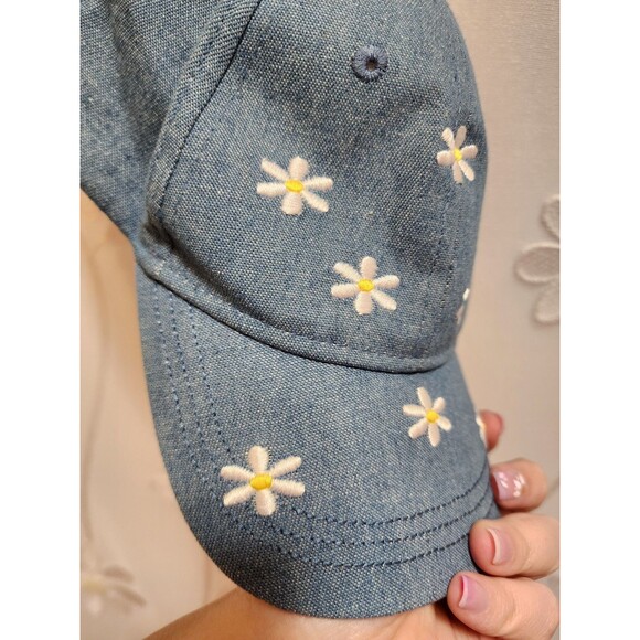 Wonder Nation Girls Blue Jean Denim Hat One Size Baseball Cap Daisy Floral Boho - Picture 7 of 10